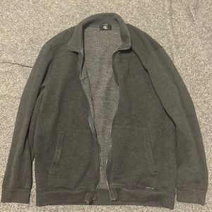 Calvin Klein Long Sleeve Zip Up Sweater -Large- Gray